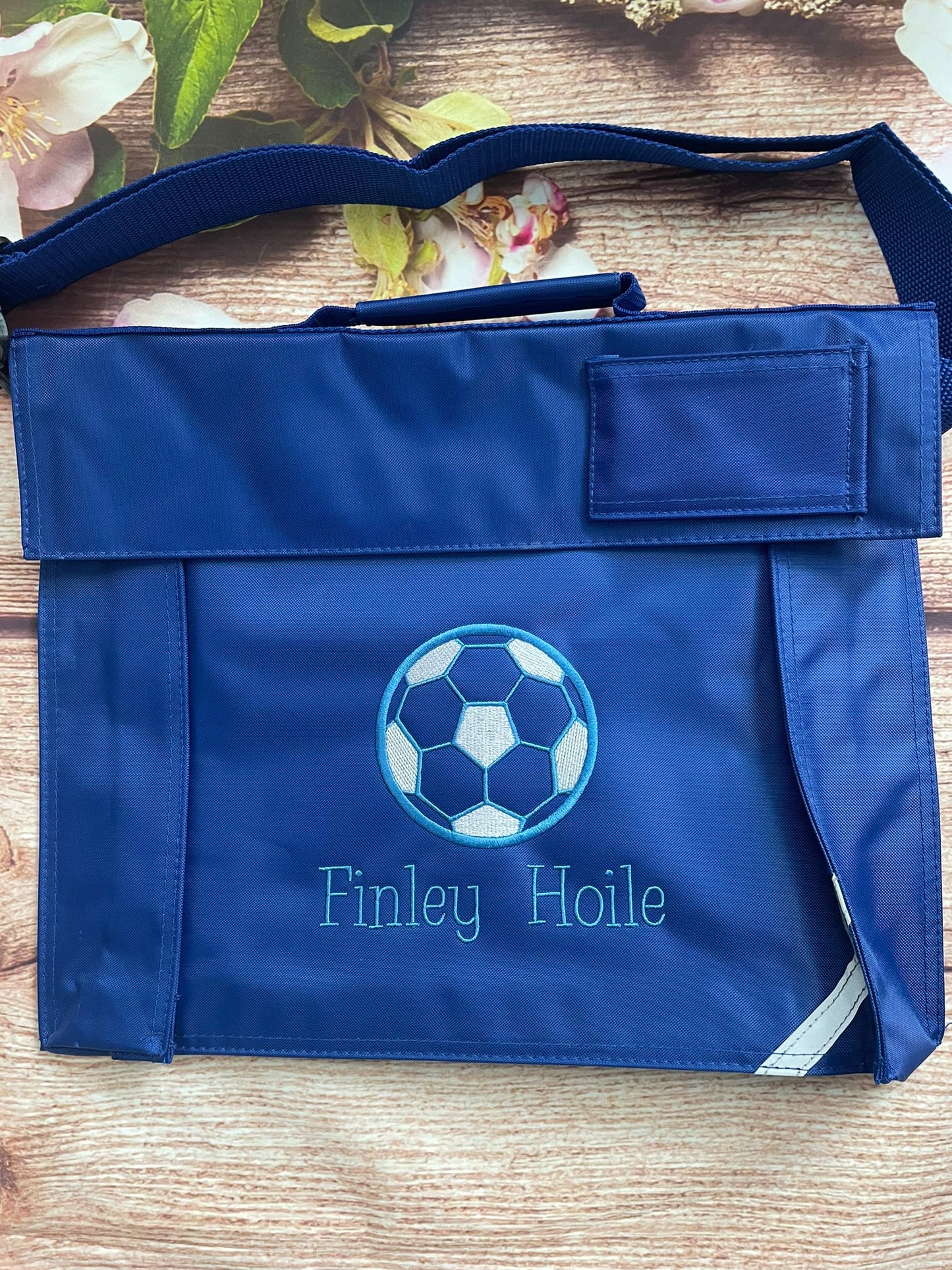 Embroidered Bookbag with strap- Football