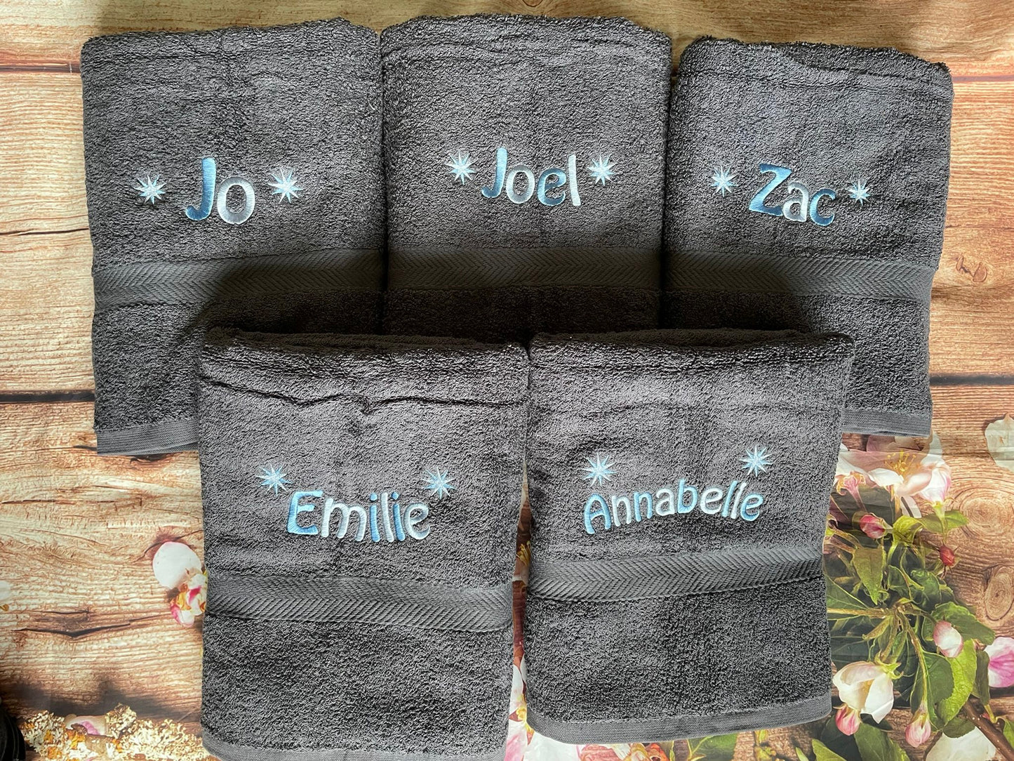 Embroidered Personalised Swimming or Sports Towel. Ideal kids gift // Stars
