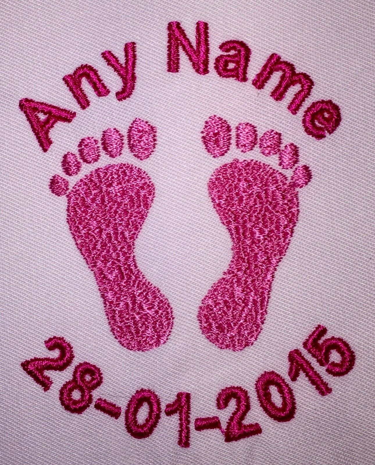Embroidered Personalised Sleepsuit / Babygrow / Bib - Footprint