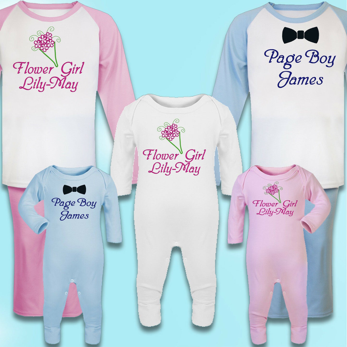 Personalised Flower Girl Gift Embroidered 100% Cotton Pyjamas - Flowergirl Gift