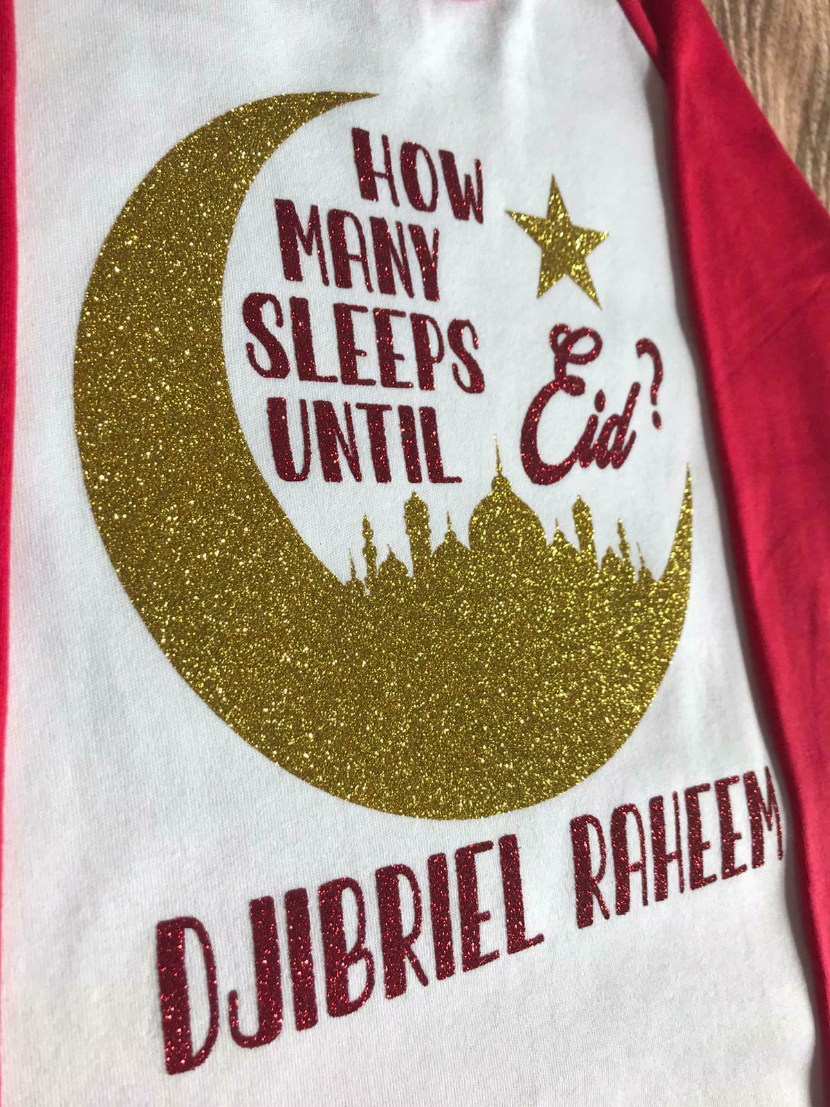 Personalised Ramadan/How many sleeps until Eid Sparkly Printed Cotton Pyjamas, Gift PJ HMS