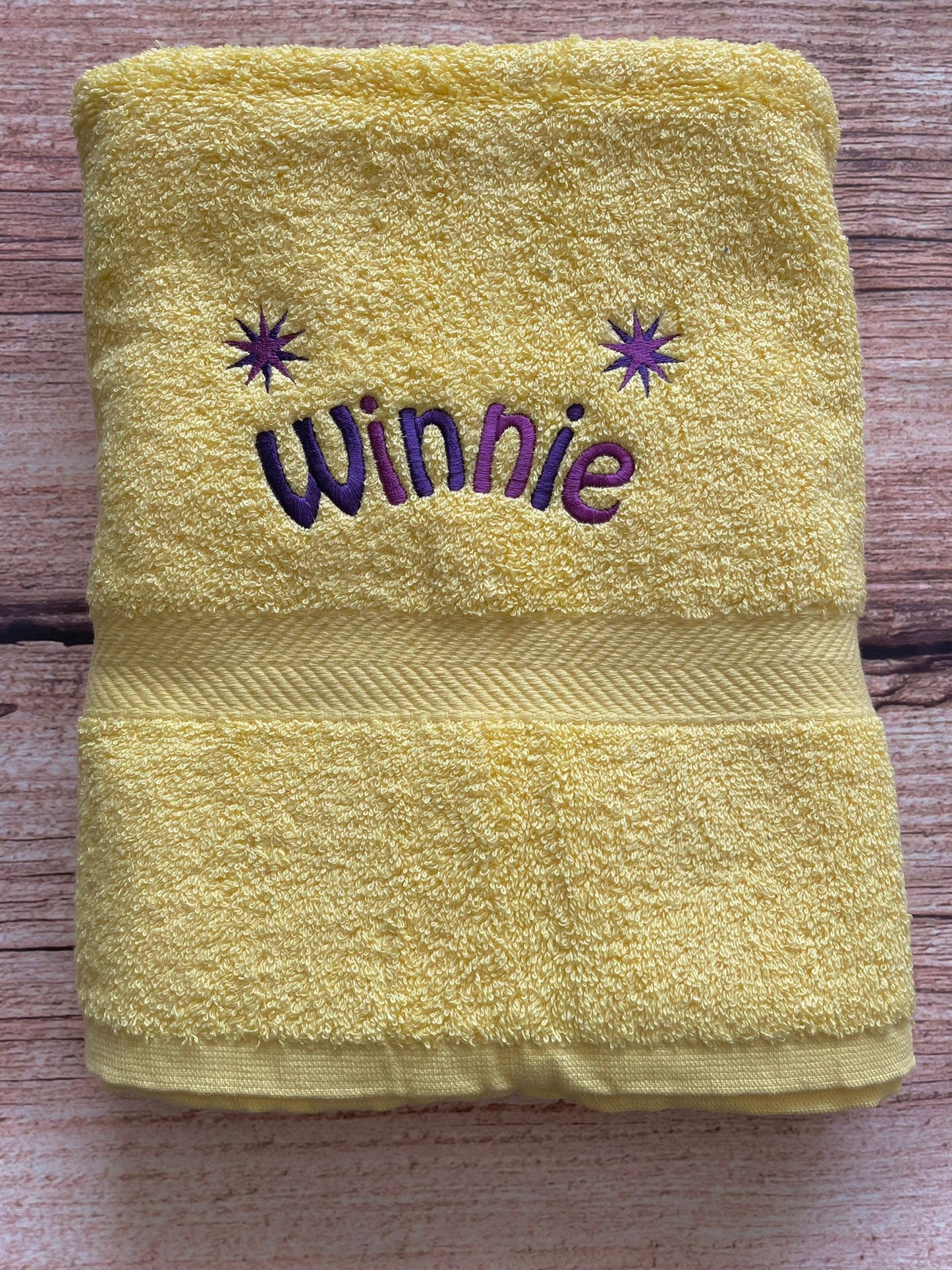 Embroidered Personalised Swimming or Sports Towel. Ideal kids gift // Stars