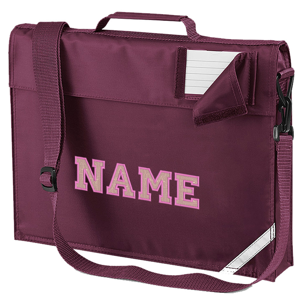 Embroidered Bookbag with strap- Elaborate Text