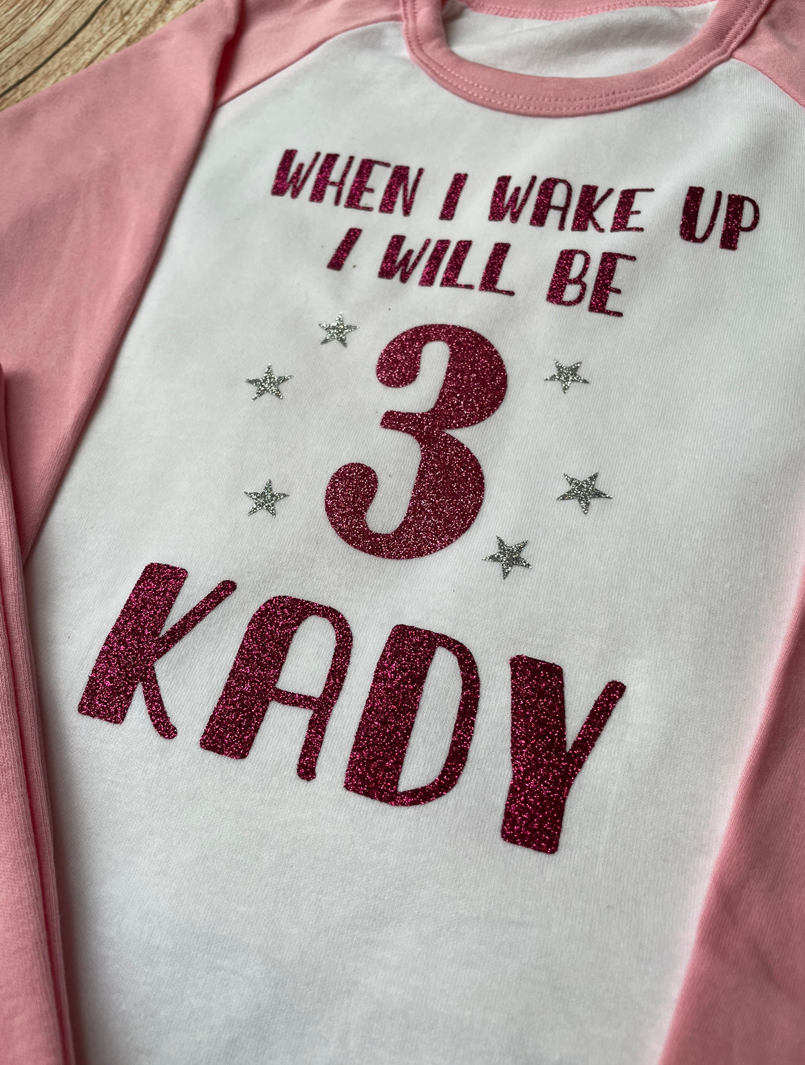 Personalised Birthday Sparkly Printed Cotton Pyjamas, keepsake, Gift PJ