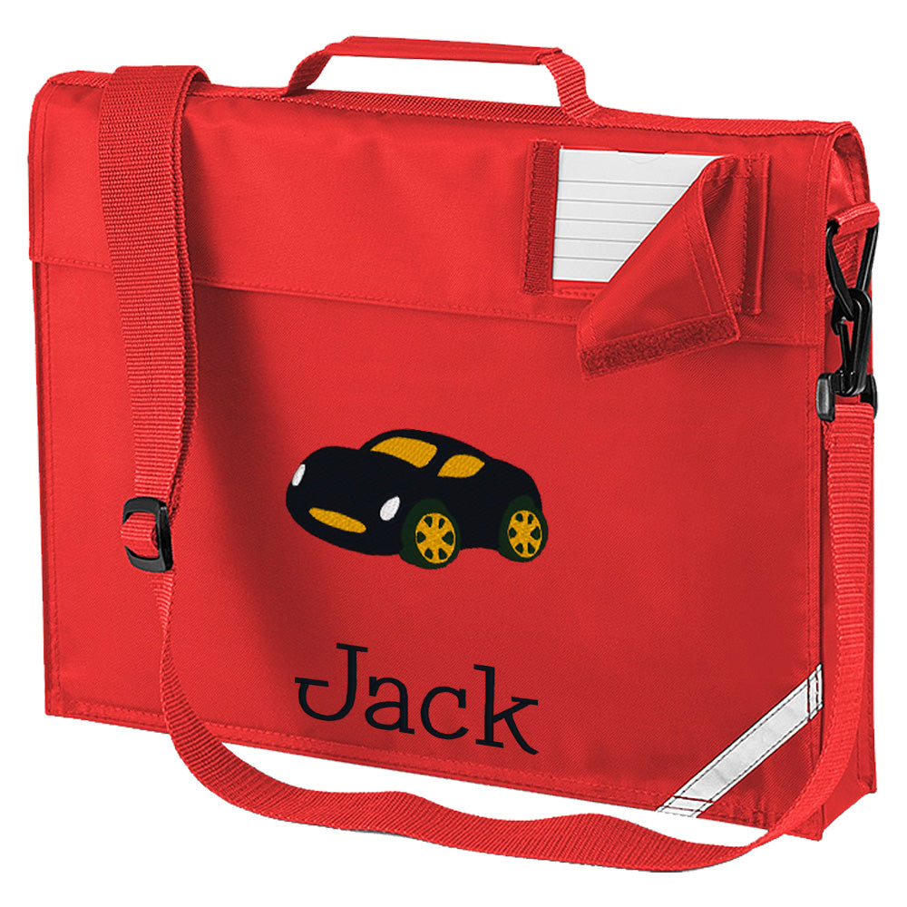 Embroidered Bookbag with strap- Car