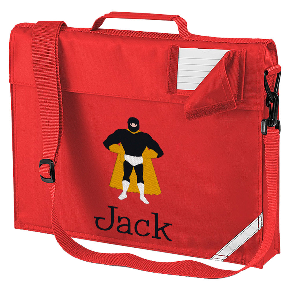 Embroidered Bookbag with strap- Superhero (Standing)