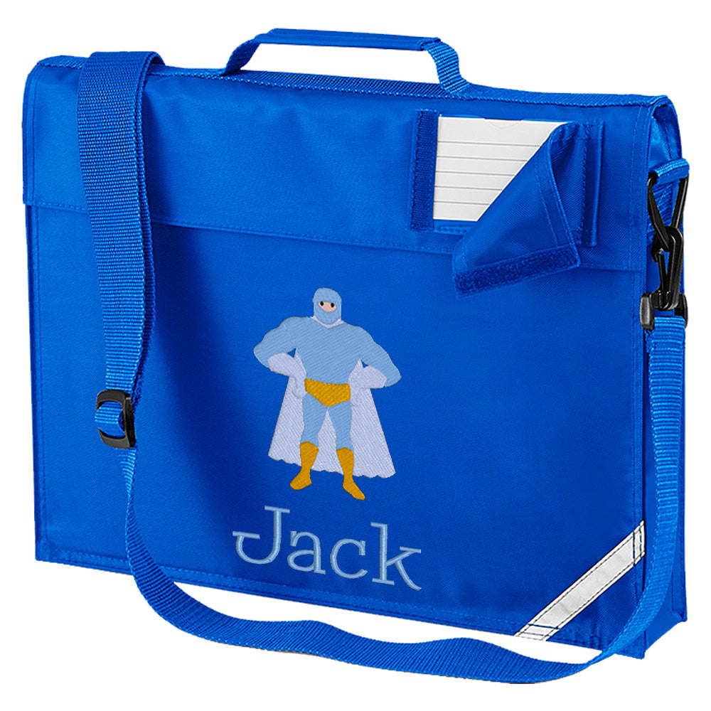 Embroidered Bookbag with strap- Superhero (Standing)