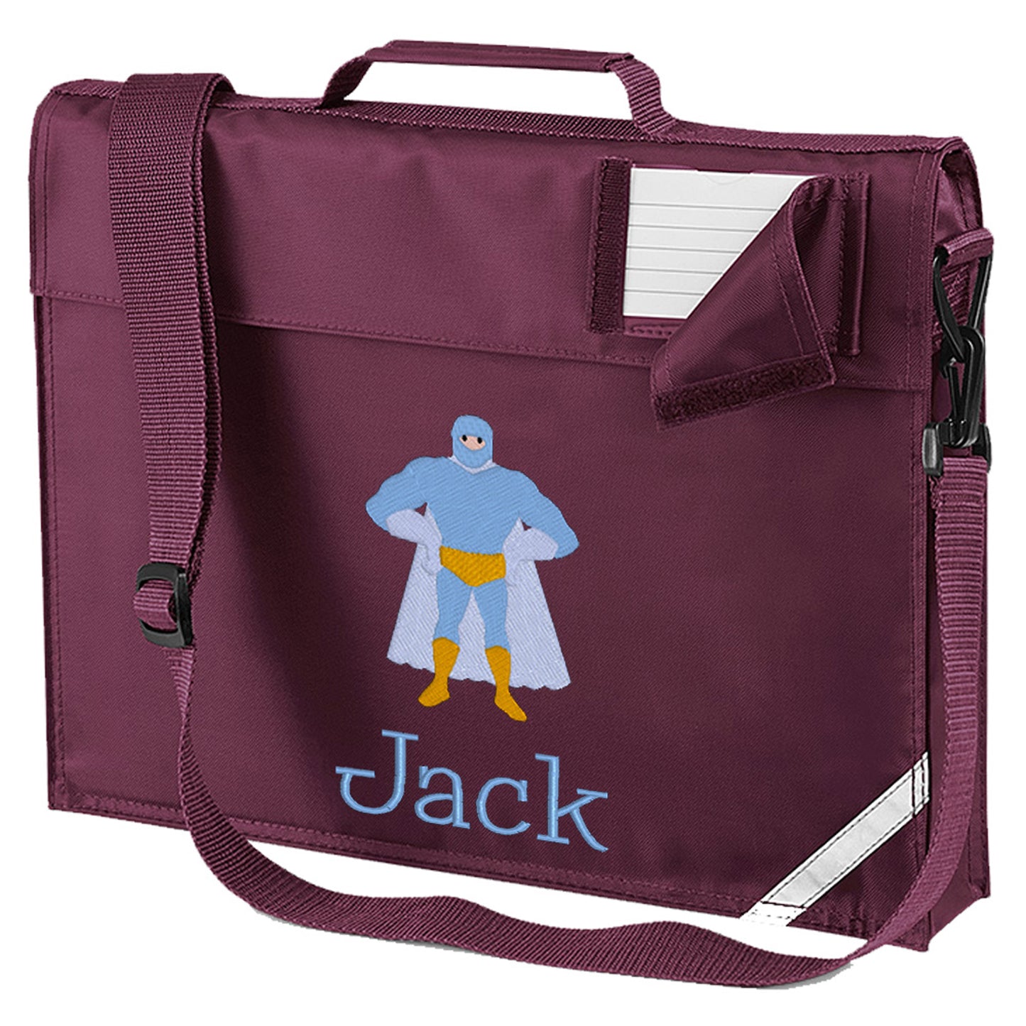 Embroidered Bookbag with strap- Superhero (Standing)