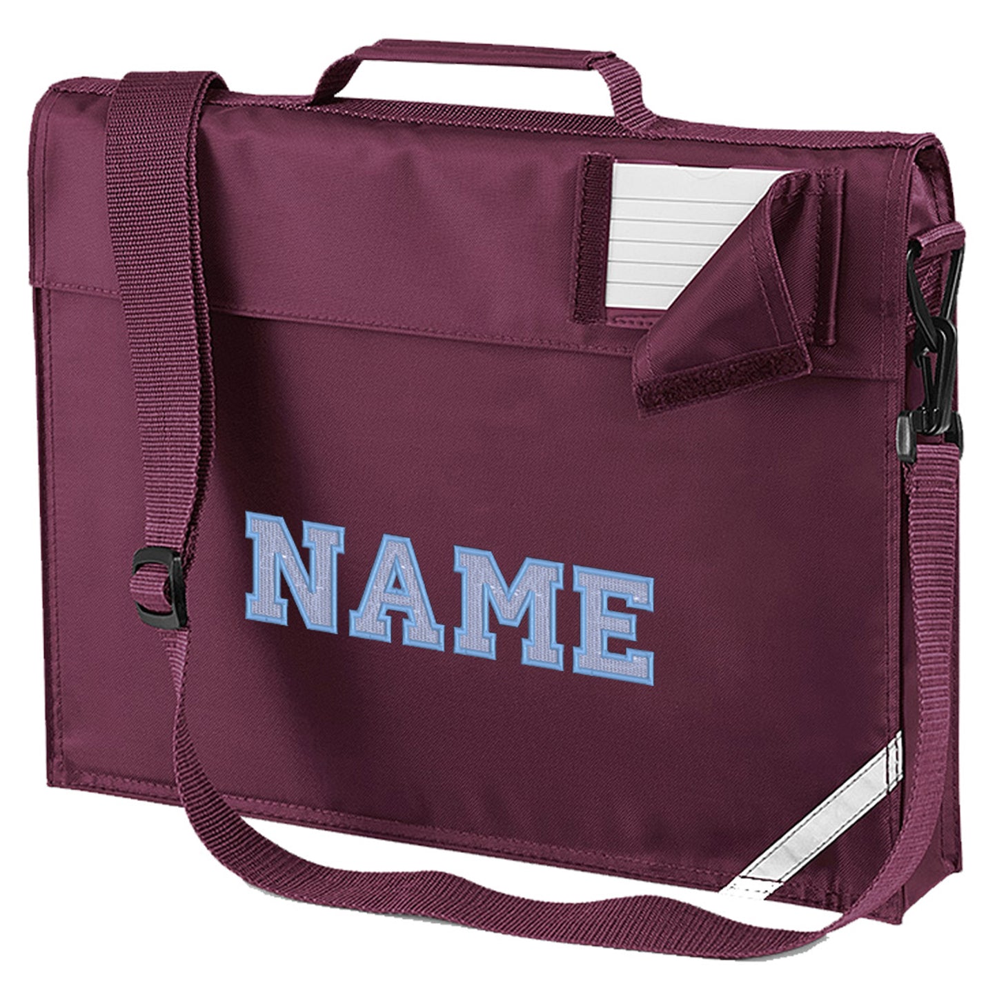 Embroidered Bookbag with strap- Elaborate Text