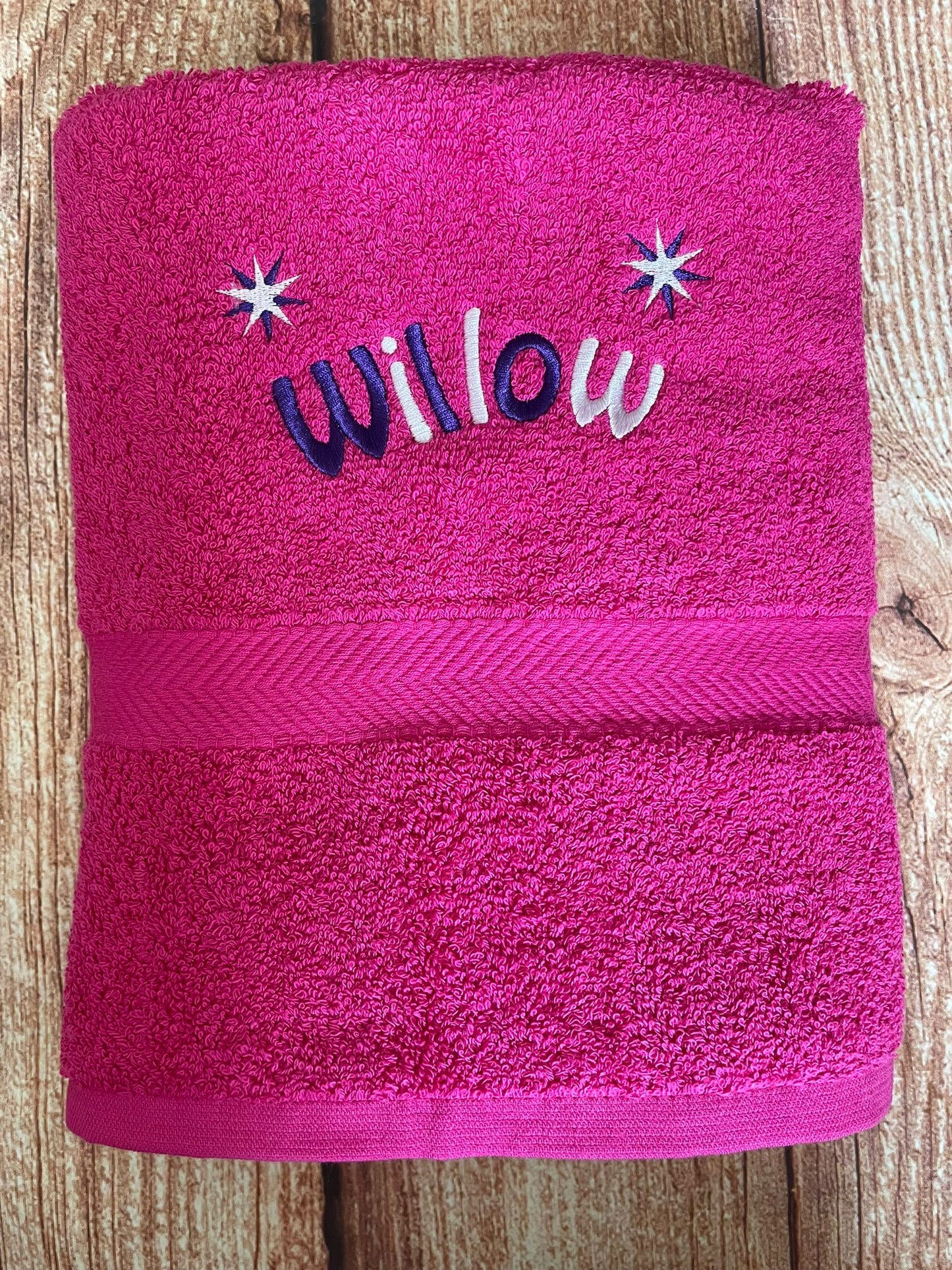 Embroidered Personalised Swimming or Sports Towel. Ideal kids gift // Stars