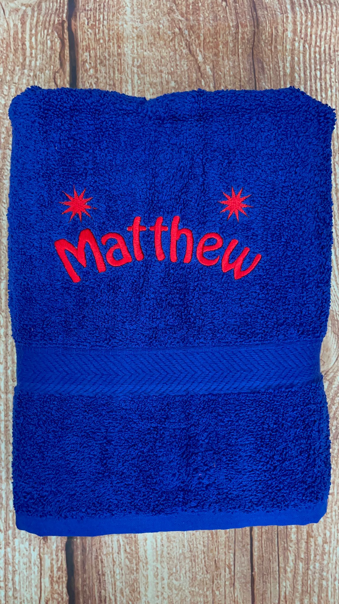 Embroidered Personalised Swimming or Sports Towel. Ideal kids gift // Stars