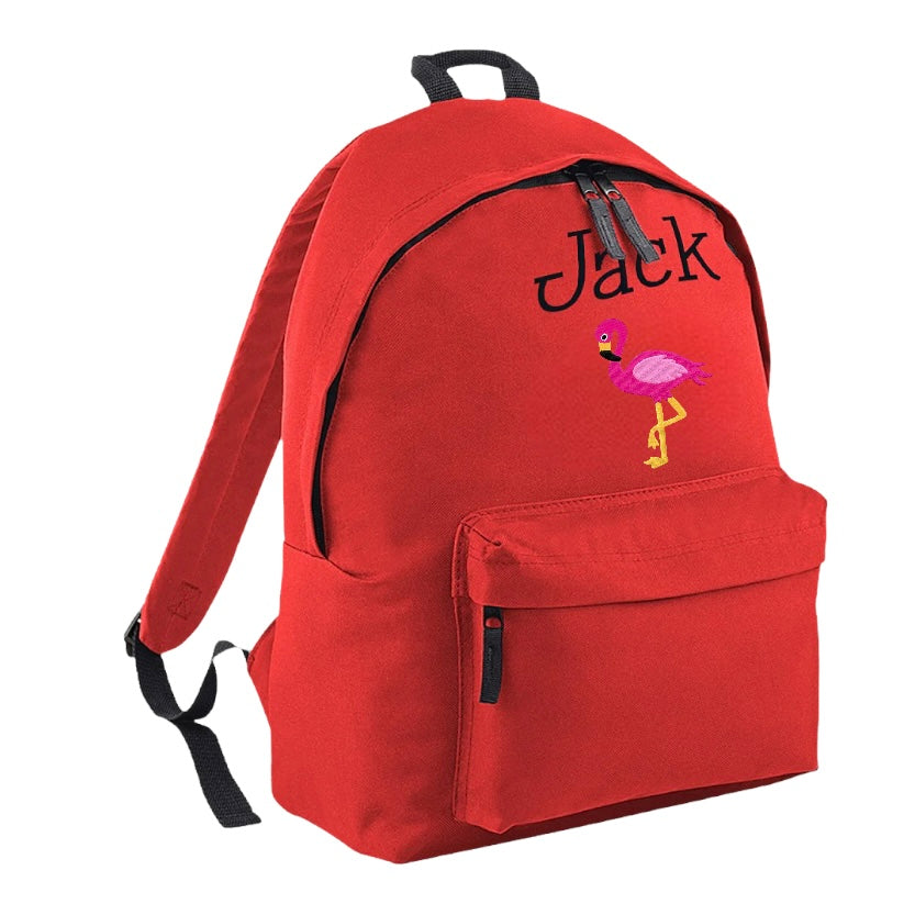 Embroidered Rucksack - Flamingo