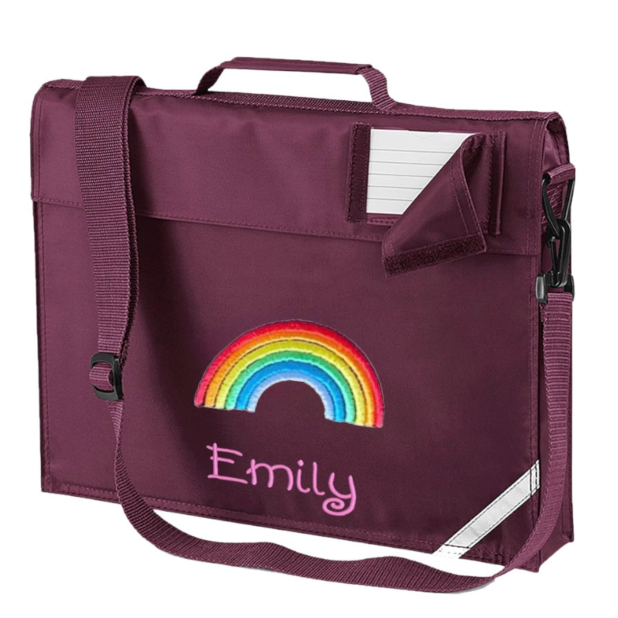Embroidered Bookbag with strap - rainbow