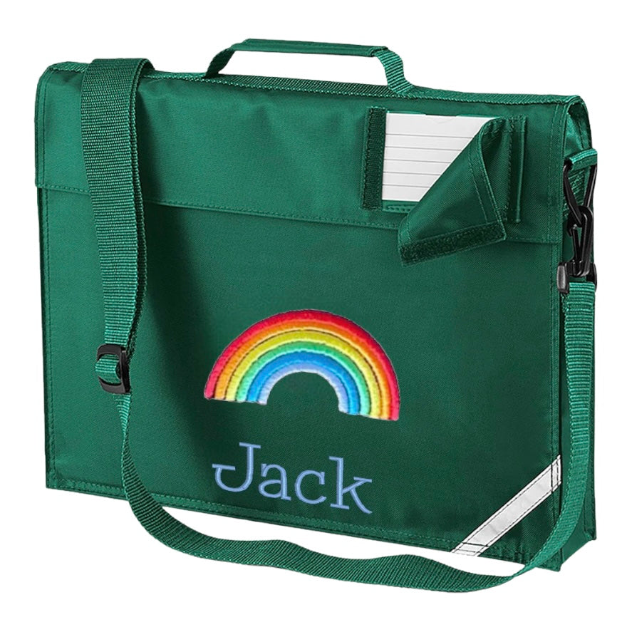Embroidered Bookbag with strap - rainbow