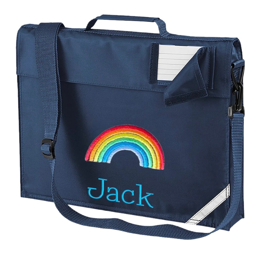 Embroidered Bookbag with strap - rainbow