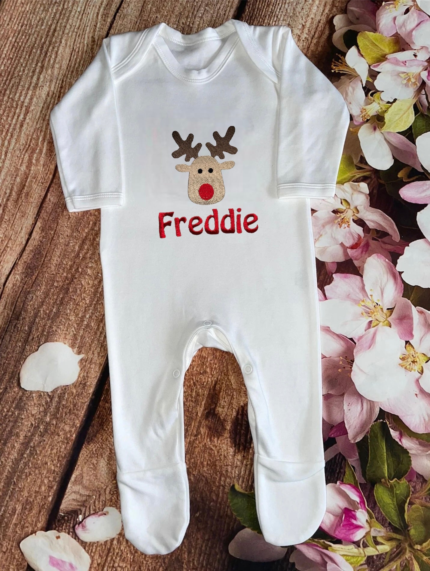 Rudolf Christmas pyjamas, embroidered & personalised with name. Matching, Gift, keepsake, high quality, soft, PJ's