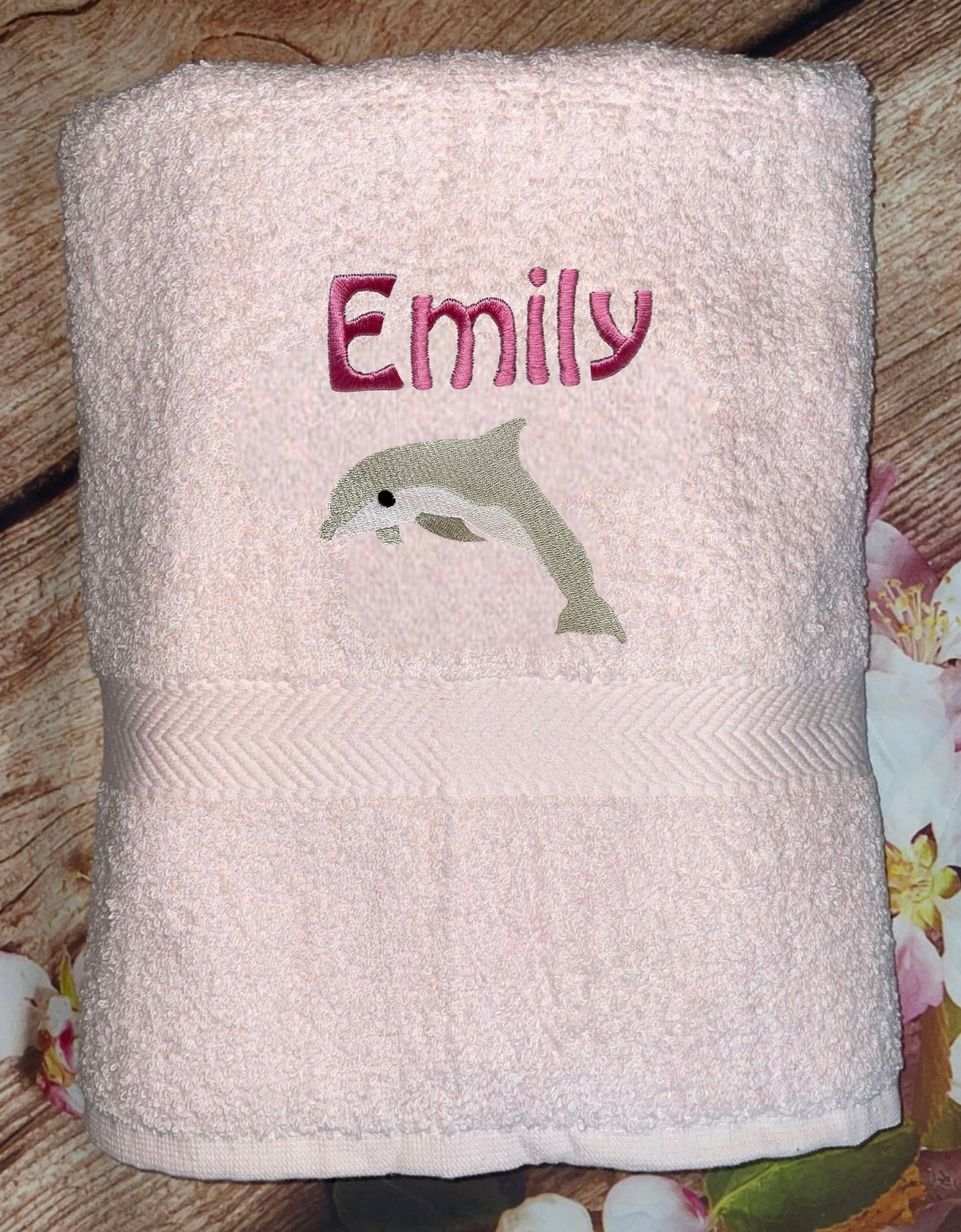 Embroidered Personalised Swimming, beach or Sports Towel. Ideal gift - Dolphin