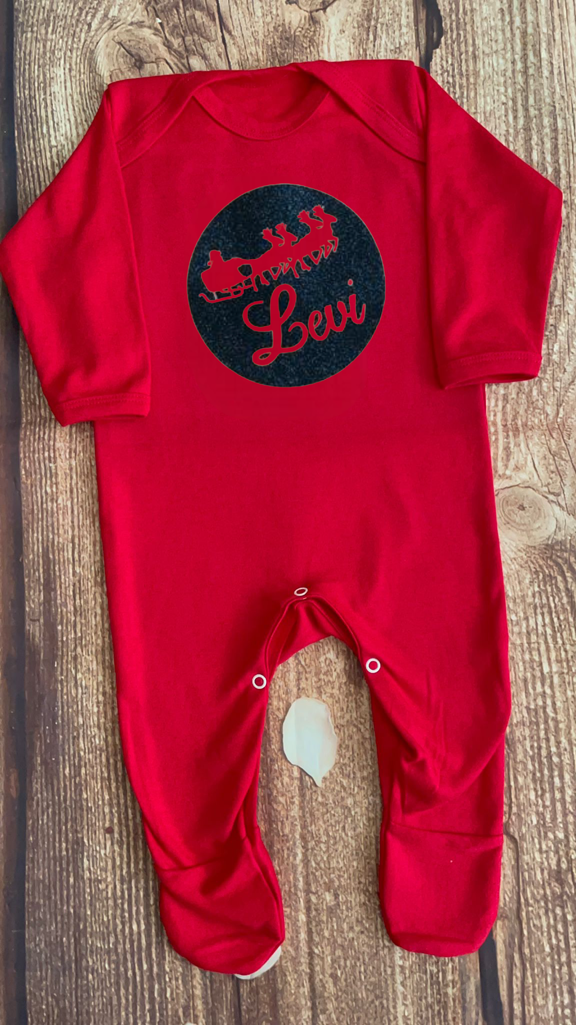 Christmas pyjamas personalised with sparkly name. Matching, Gift, keepsake, high quality, soft, PJ's - Sleigh