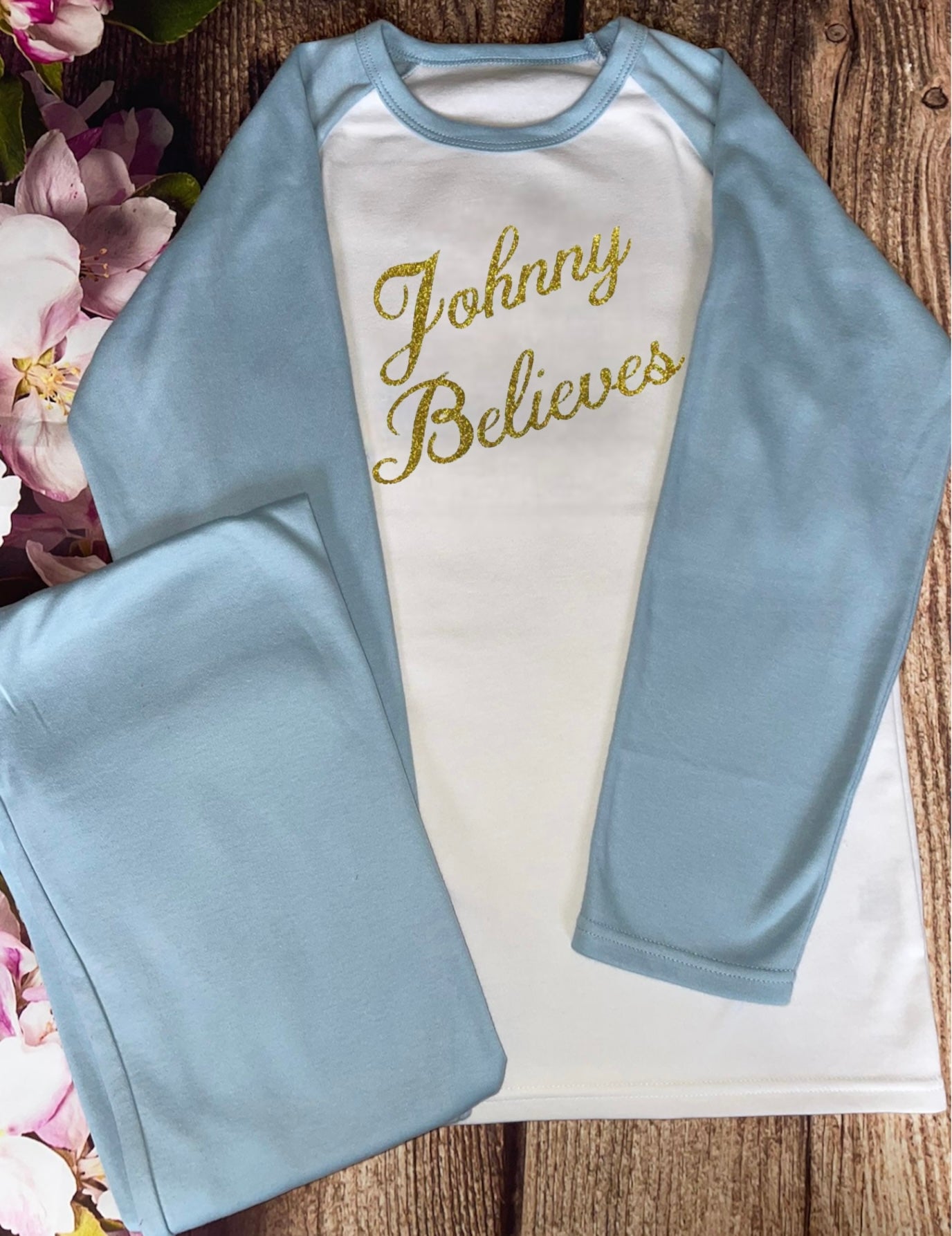 Personalised Christmas Pyjamas - 100% cotton xmas gift. Christmas eve - Believes