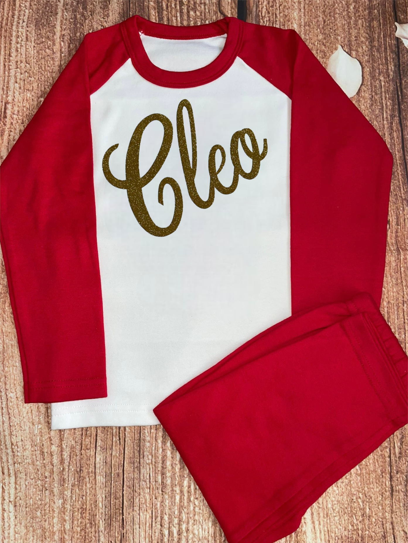 Christmas pyjamas personalised with sparkly name. Matching, Gift, keepsake, high quality, soft, PJ's