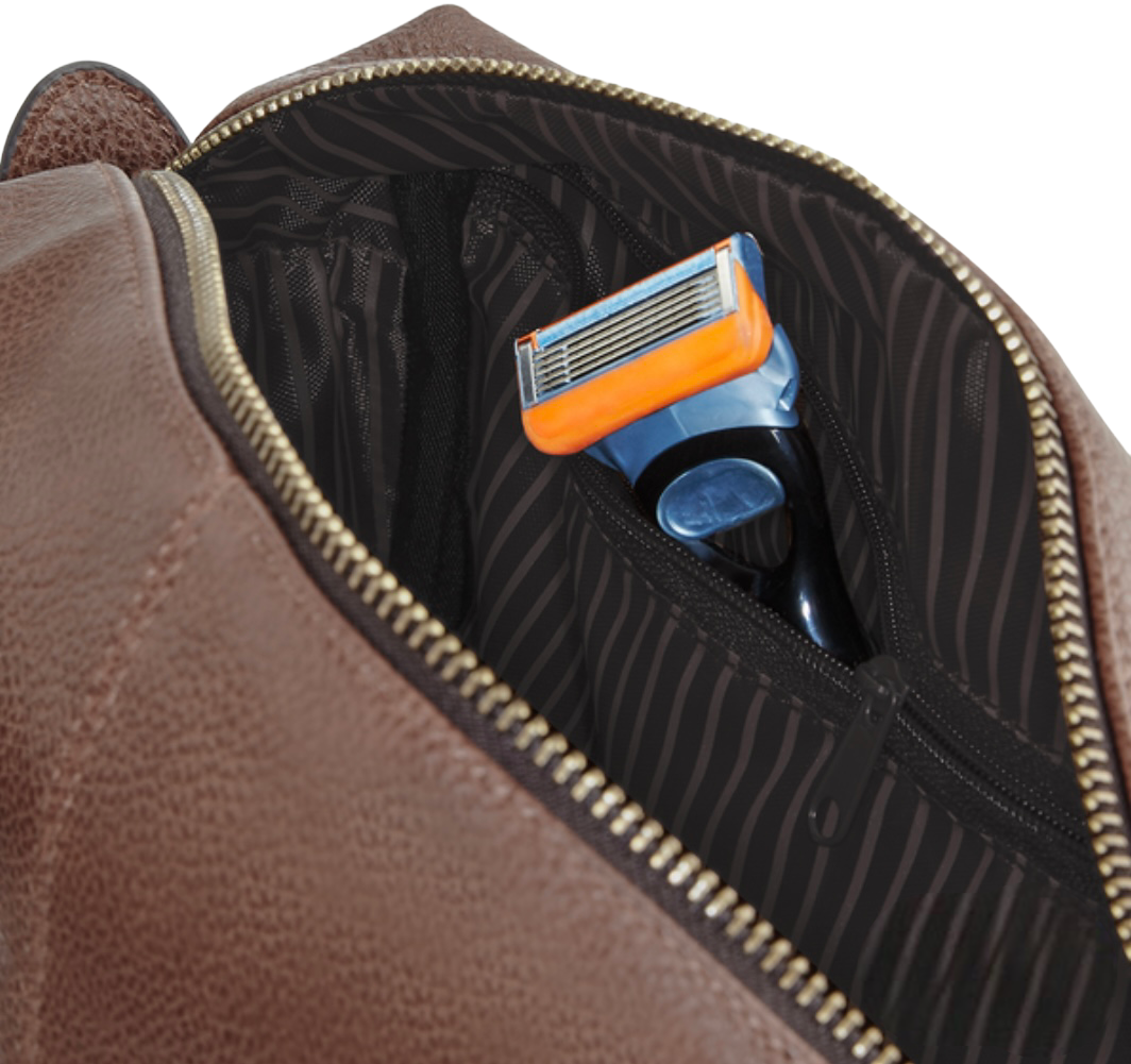 Personalised monogram embroidered wash bag. Leather look, high quality & choice of colours.