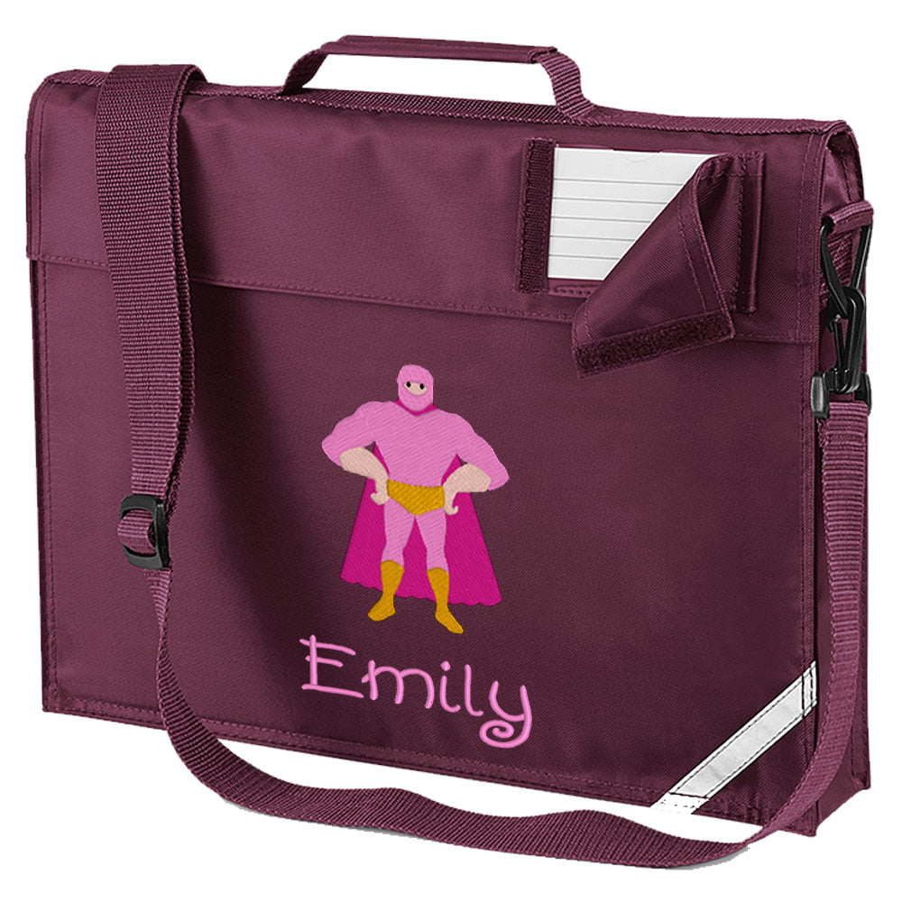 Embroidered Bookbag with strap- Superhero (Standing)