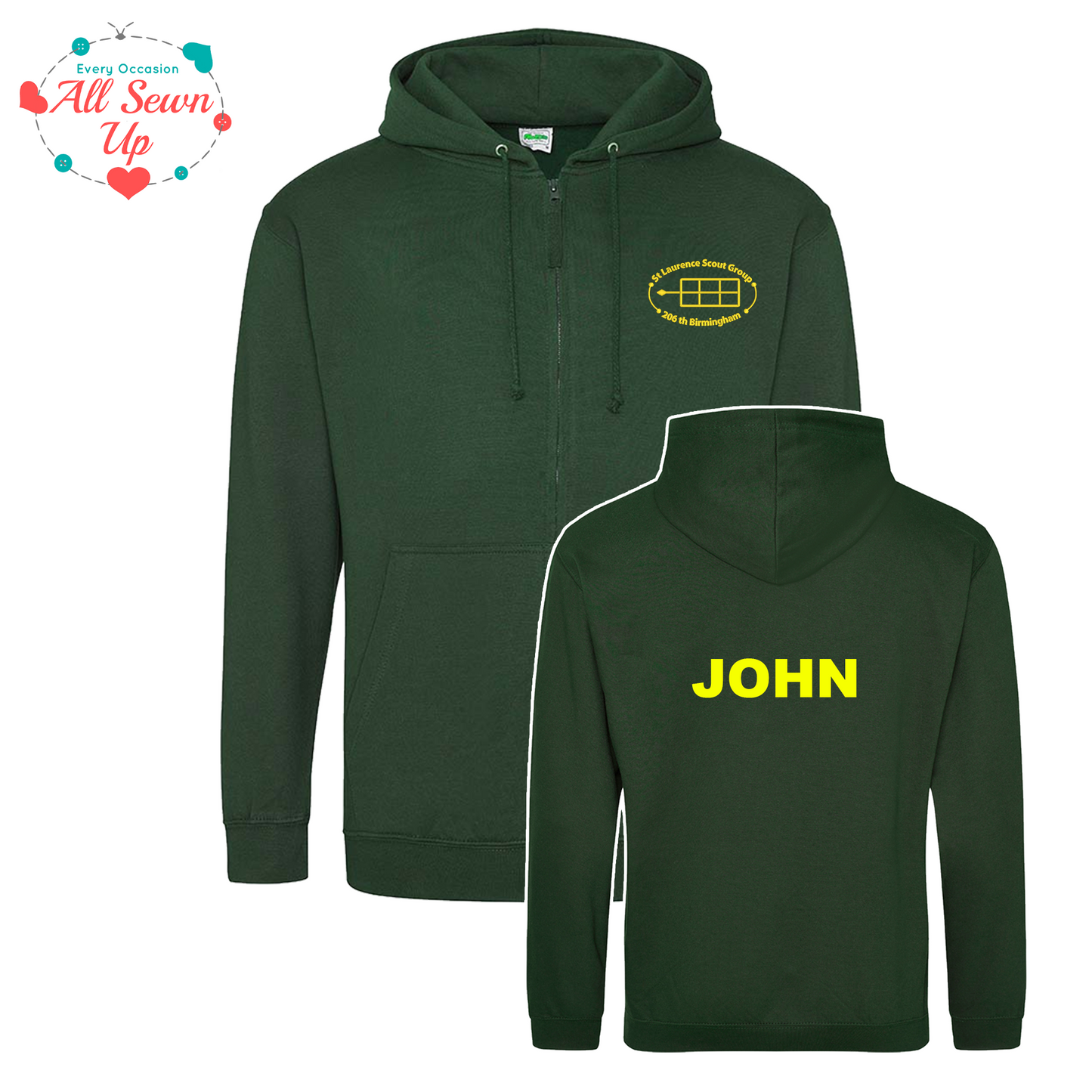 St Laurence Scouts - Bottle Green Zipped Hoodie (Adult)