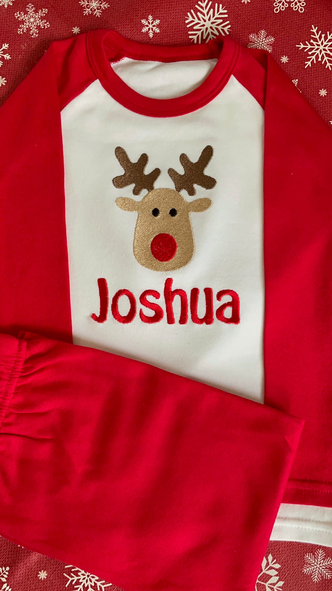 Rudolf Christmas pyjamas, embroidered & personalised with name