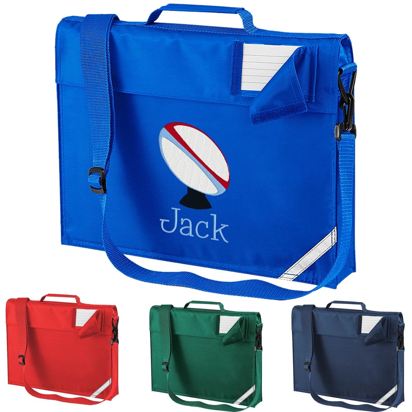 Embroidered Bookbag with strap - Rugby