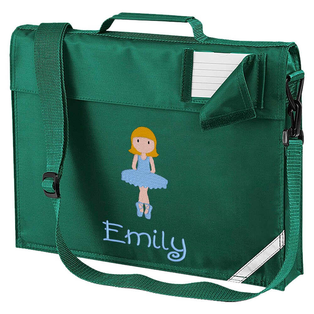 Dancer Personalised Book Bag ,Embroidered Junior Bookbag with strap