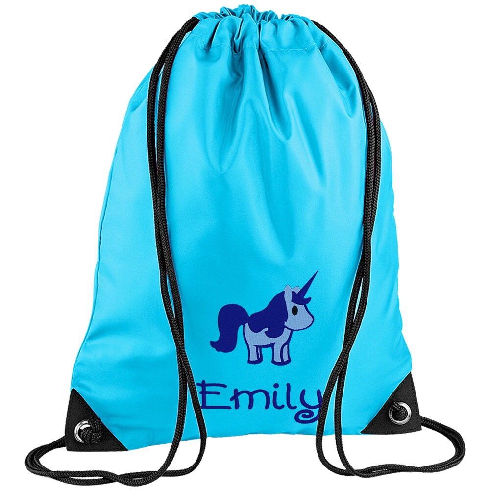 Embroidered Unicorn Personalised PE Bag, Kit Bag Drawstring Bag