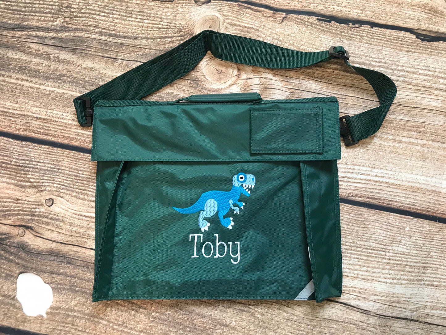 Dinosaur Personalised Book Bag ,Embroidered Junior Bookbag with strap