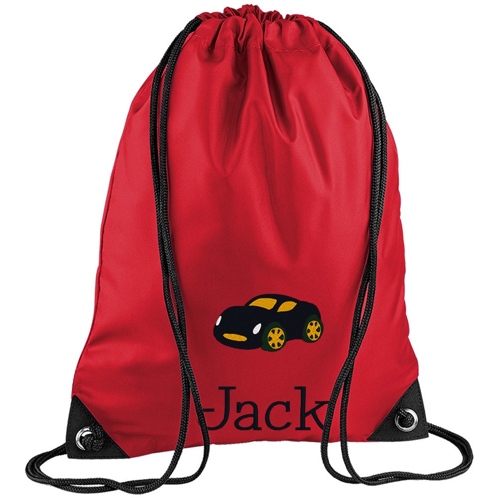 Embroidered Car Personalised PE Bag, Kit Bag Drawstring Bag
