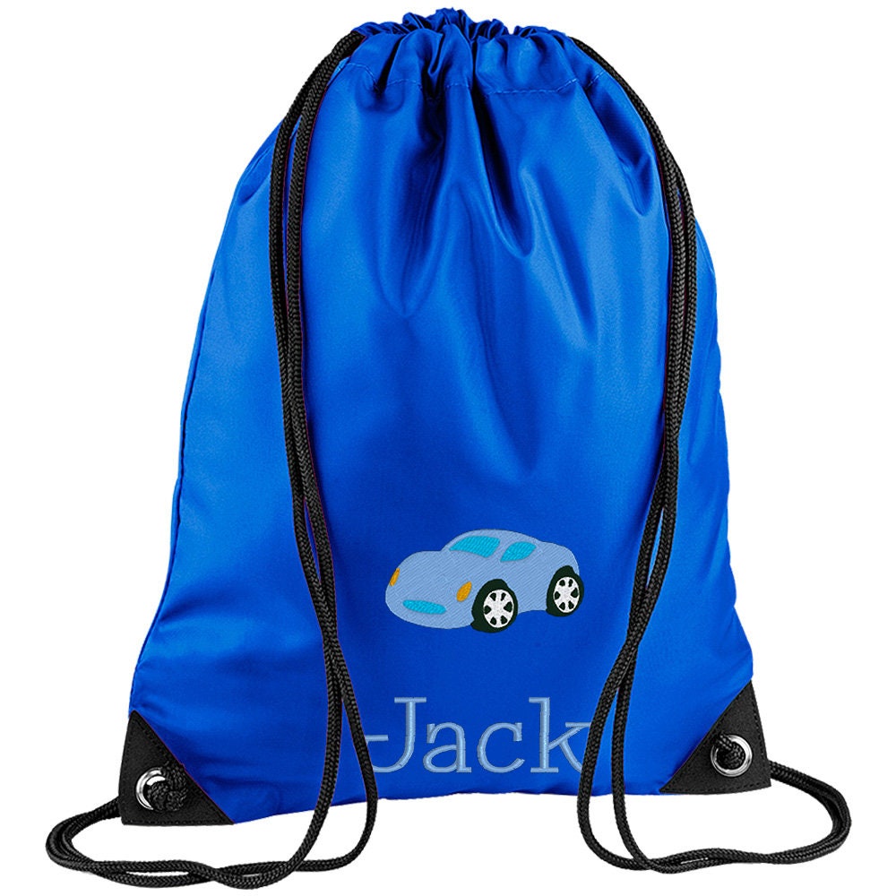 Embroidered Car Personalised PE Bag, Kit Bag Drawstring Bag