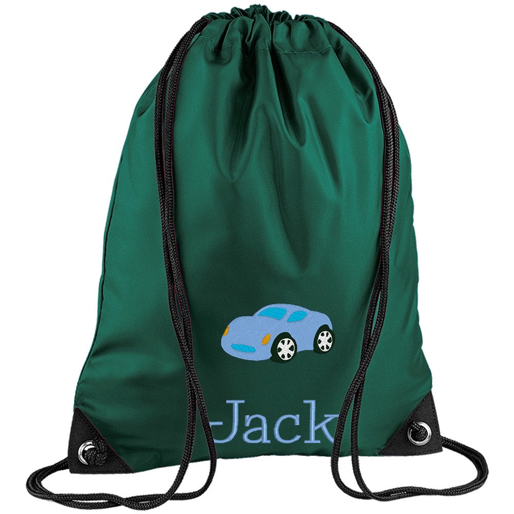 Embroidered Car Personalised PE Bag, Kit Bag Drawstring Bag