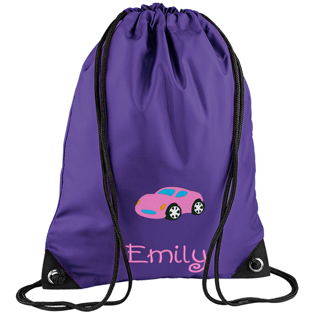 Embroidered Car Personalised PE Bag, Kit Bag Drawstring Bag