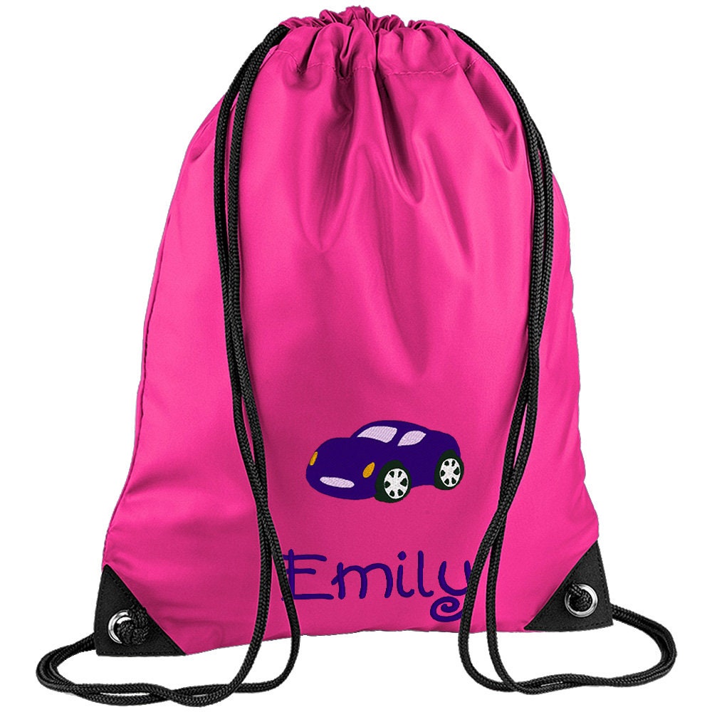 Embroidered Car Personalised PE Bag, Kit Bag Drawstring Bag