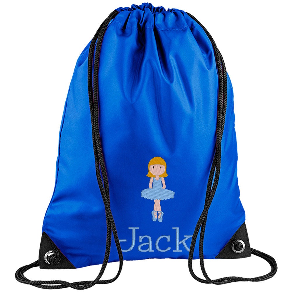 Embroidered Dancer Personalised PE Bag, Kit Bag Drawstring Bag