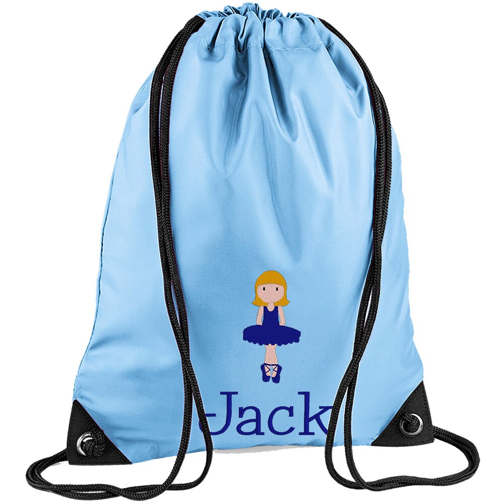 Embroidered Dancer Personalised PE Bag, Kit Bag Drawstring Bag