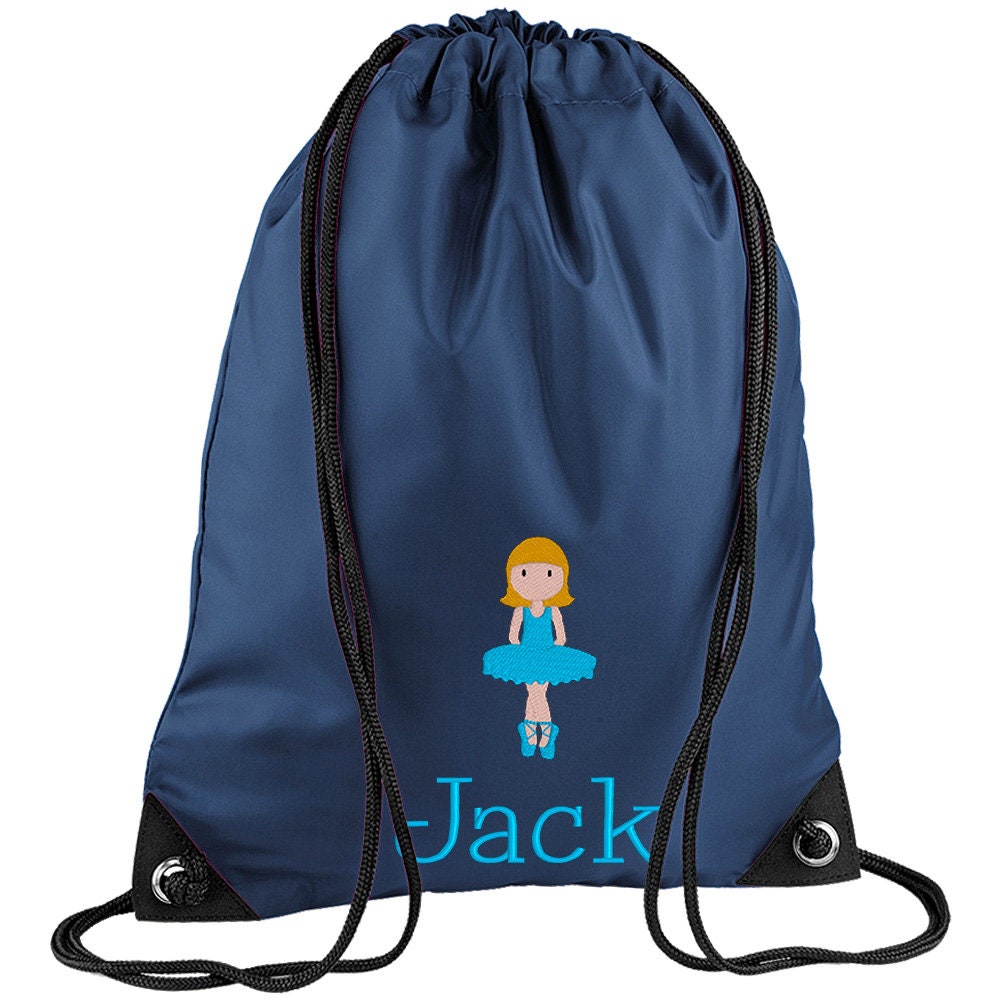 Embroidered Dancer Personalised PE Bag, Kit Bag Drawstring Bag