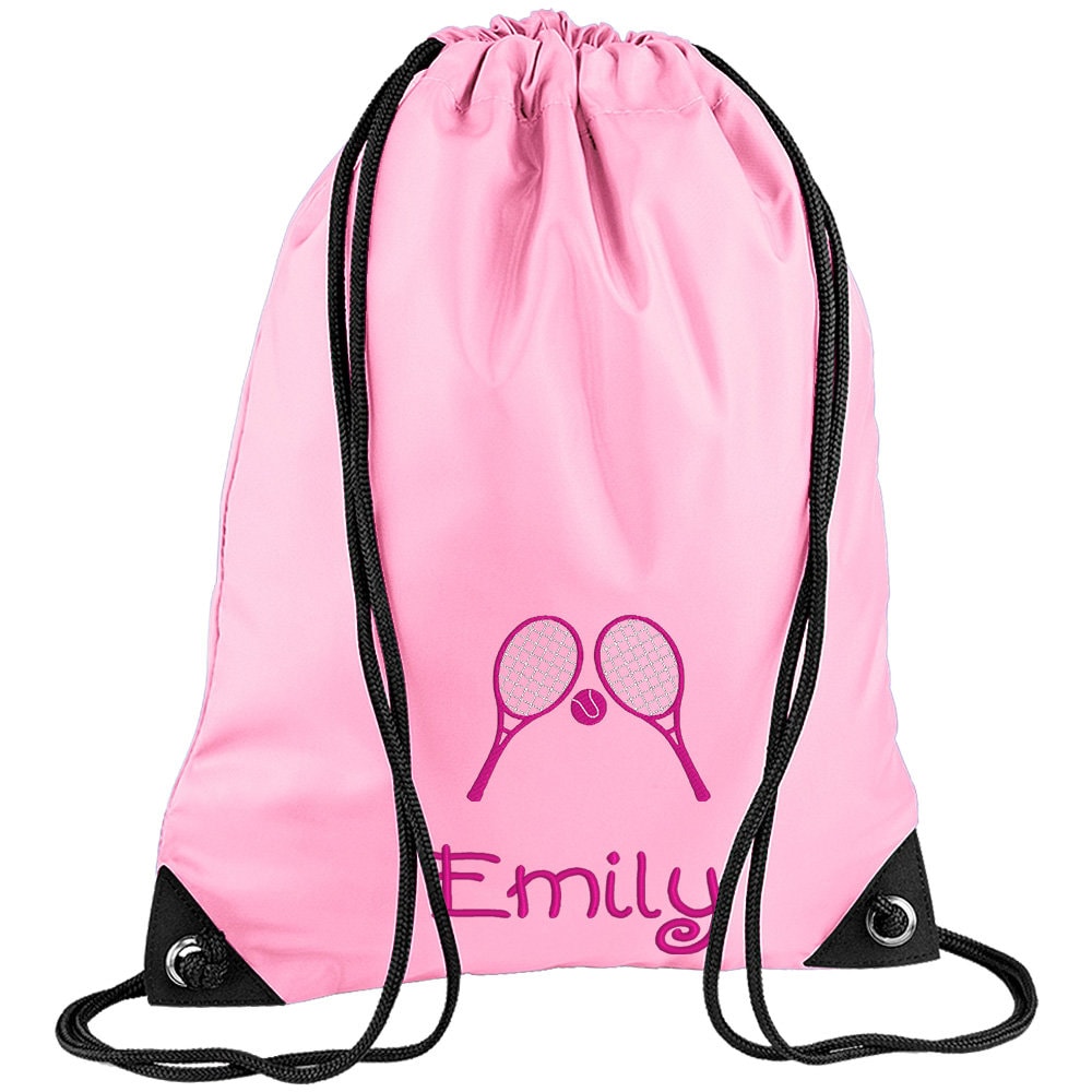 Embroidered Tennis Personalised PE Bag, Kit Bag Drawstring Bag