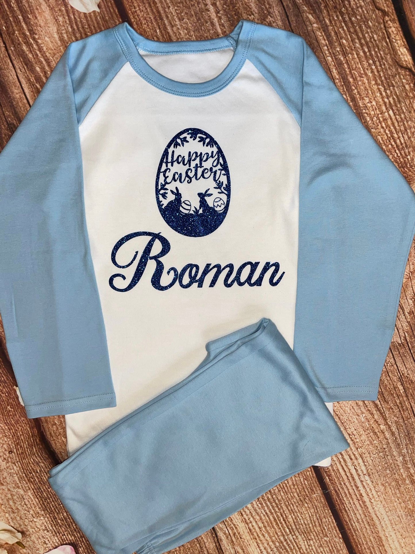 Personalised Easter Sparkly Printed Cotton Pyjamas,  keepsake, Gift PJ