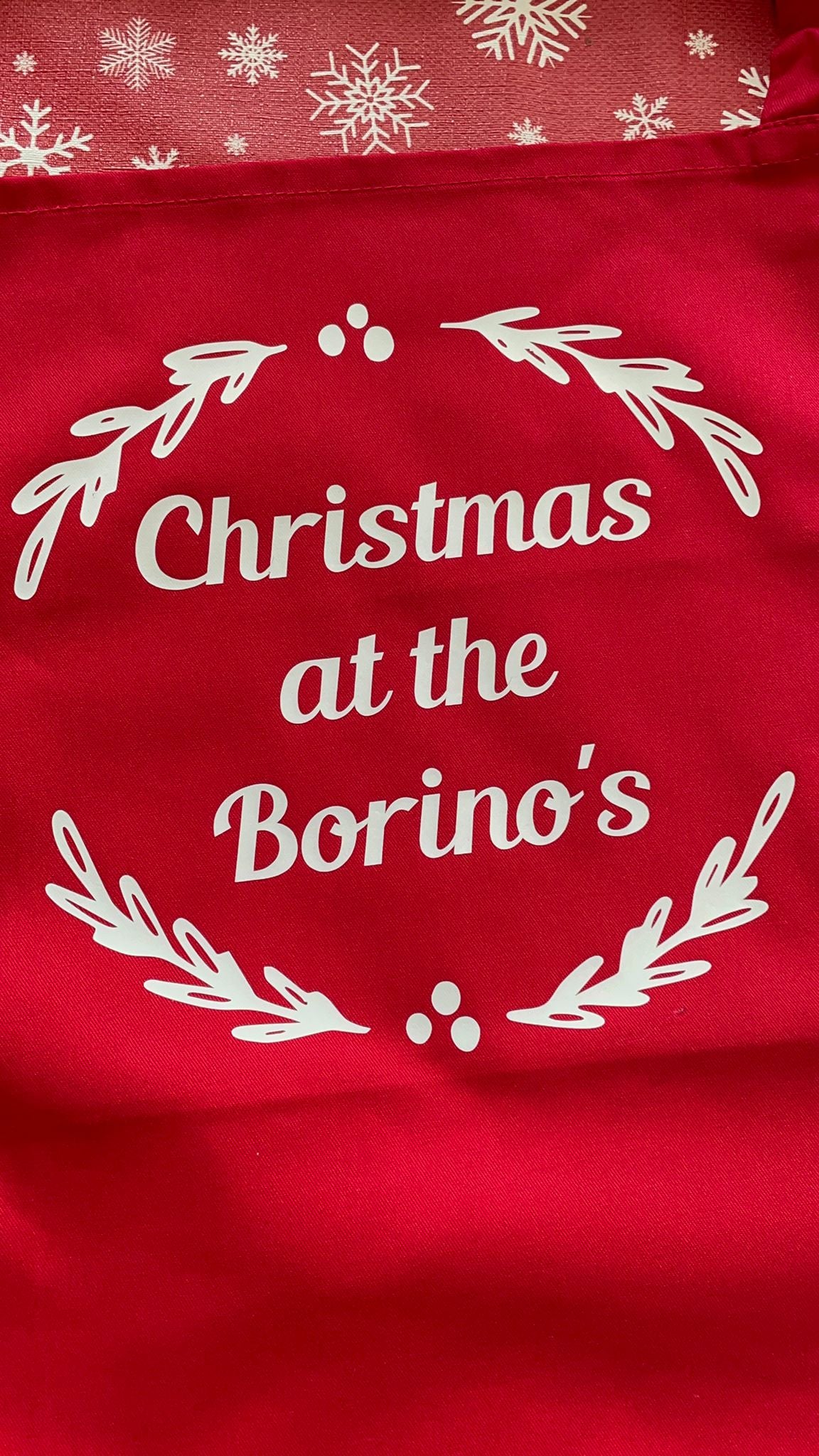 Christmas Printed apron, personalised with family name. High quality