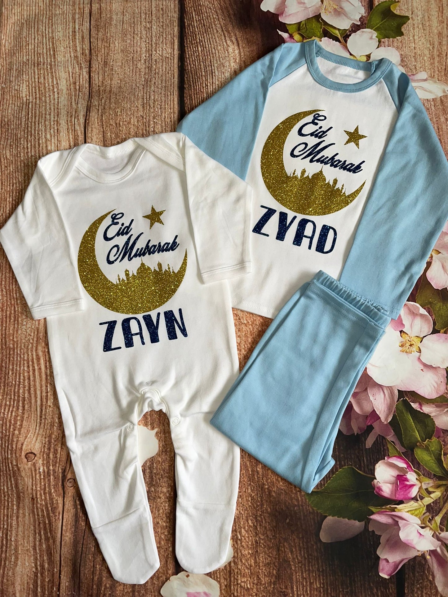 Personalised Eid Mubarak Sparkly Printed Cotton Pyjamas, keepsake, Gift PJ | EM