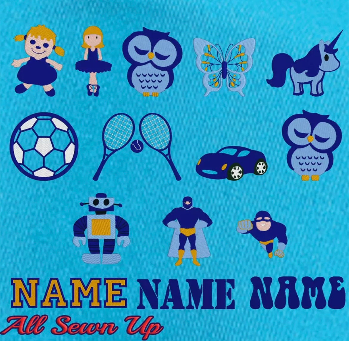 Surf blue personalised cap / school hat