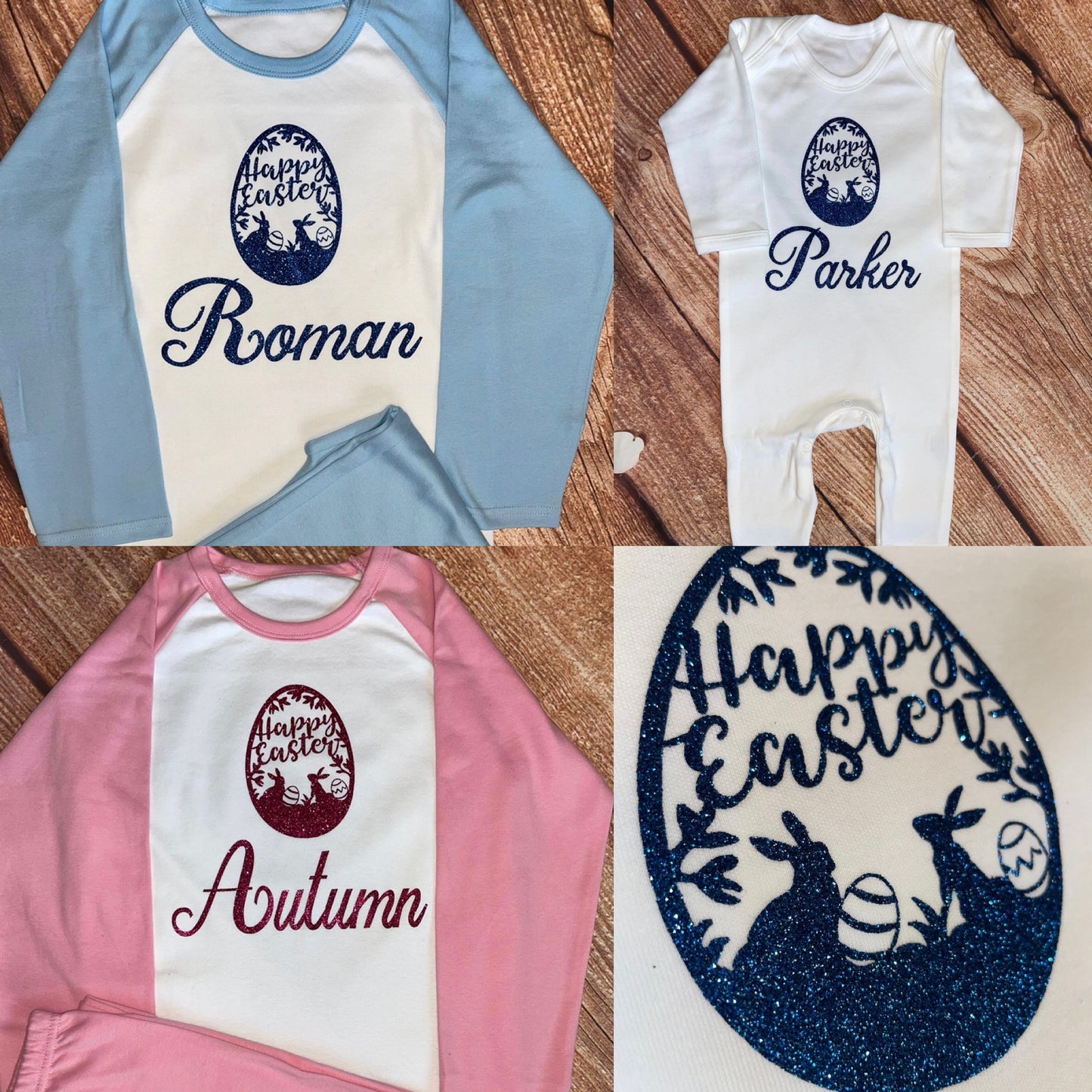 Personalised Easter Sparkly Printed Cotton Pyjamas,  keepsake, Gift PJ