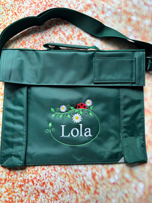 Embroidered Bookbag with strap- Ladybird