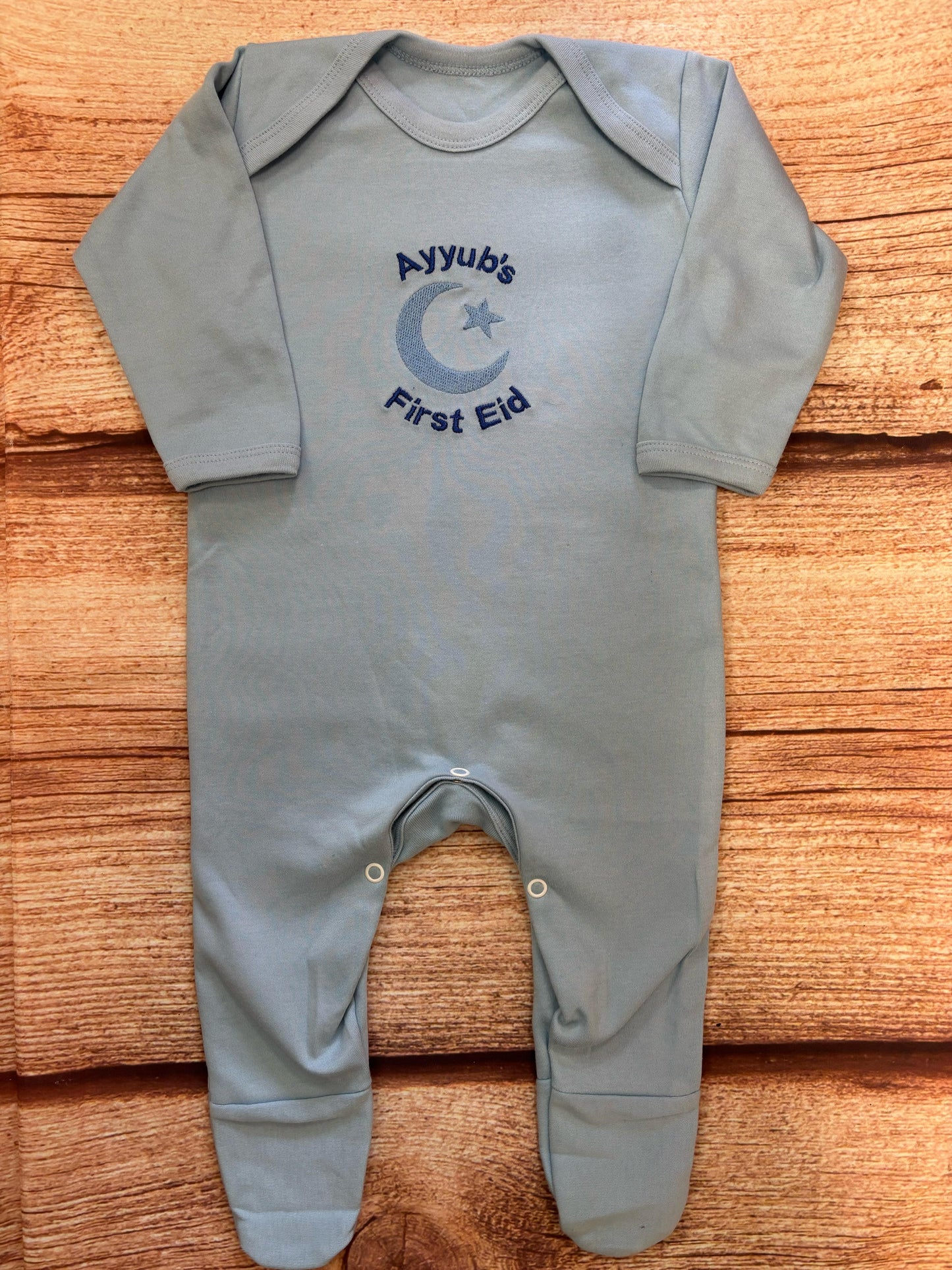 Embroidered Personalised 1st First Eid / Bib / sleepsuit / babygrow / pyjamas