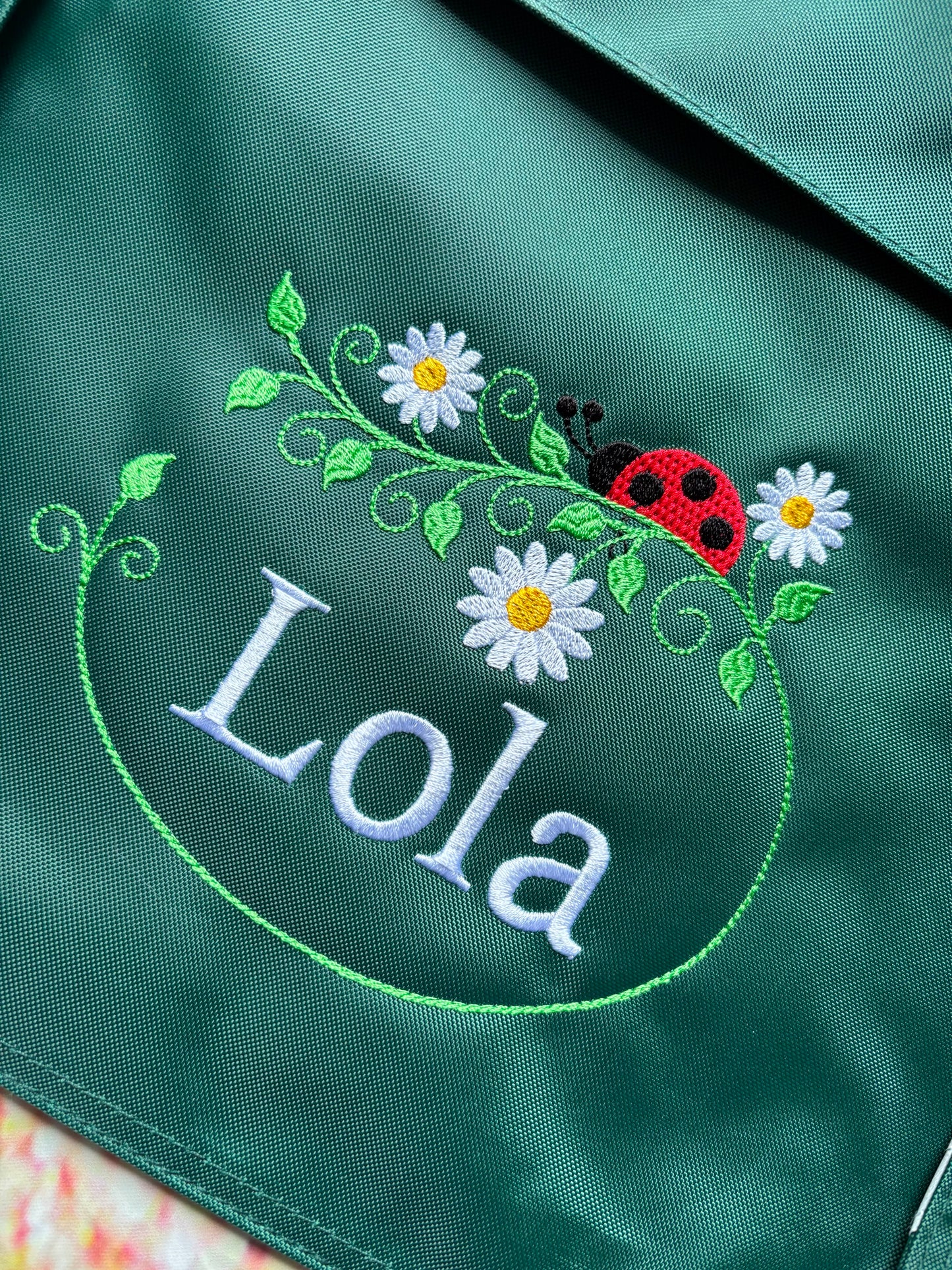 Embroidered Bookbag with strap- Ladybird
