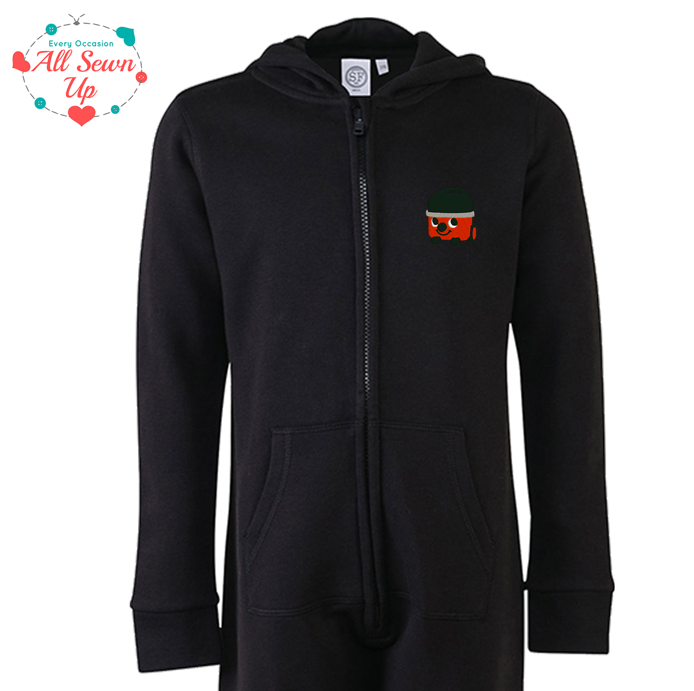 Children's All-in-One/Onesie Embroidered with Cheeky hoover design